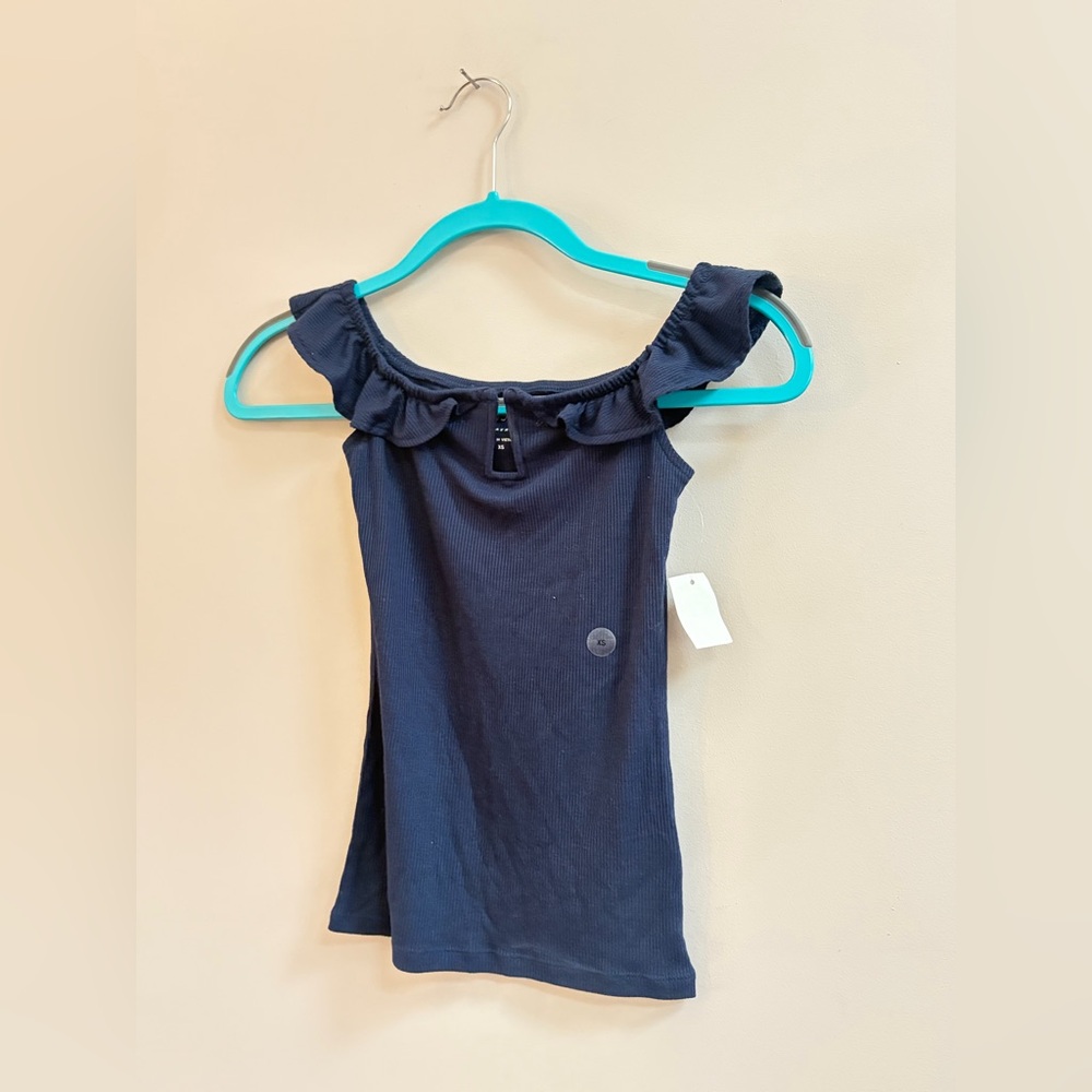 NWT Aero Seriously Soft Navy Blue Ribbed Shirt Top Comfy Casual Tank